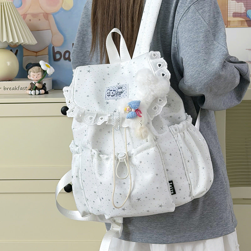 Star Print Ruffled Backpack Stornfield