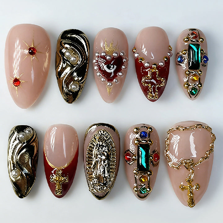 Decorative Press-On Nail Kit with Gem Accents Stornfield
