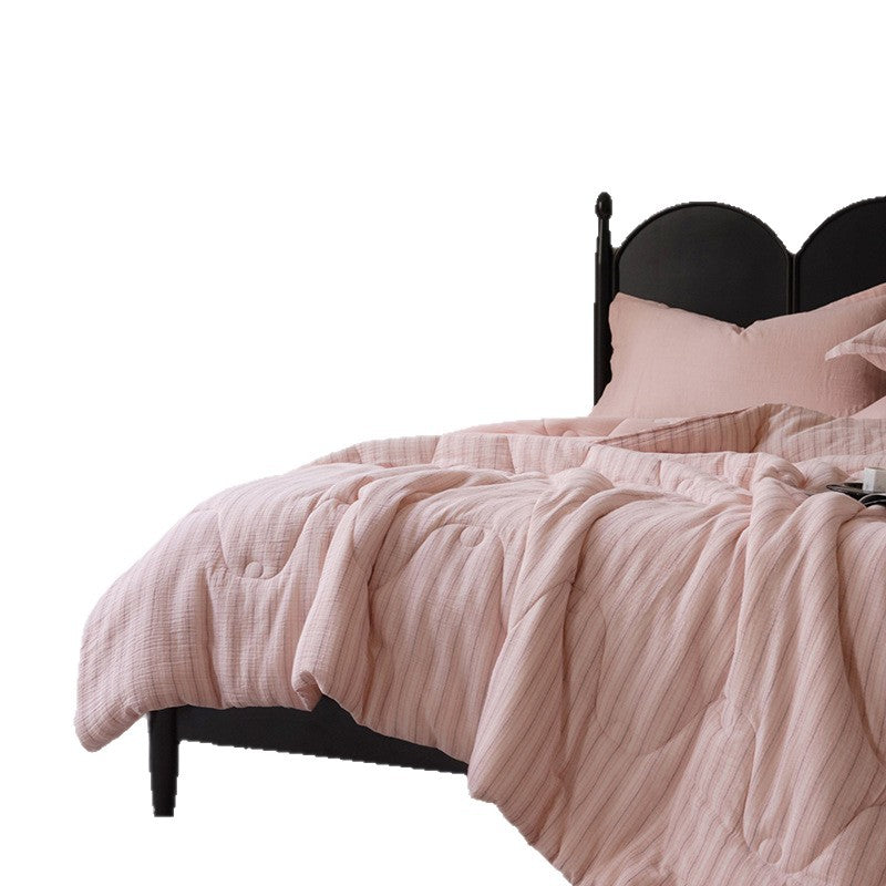Striped Quilted Cotton-Blend Comforter and Pillowcase Set