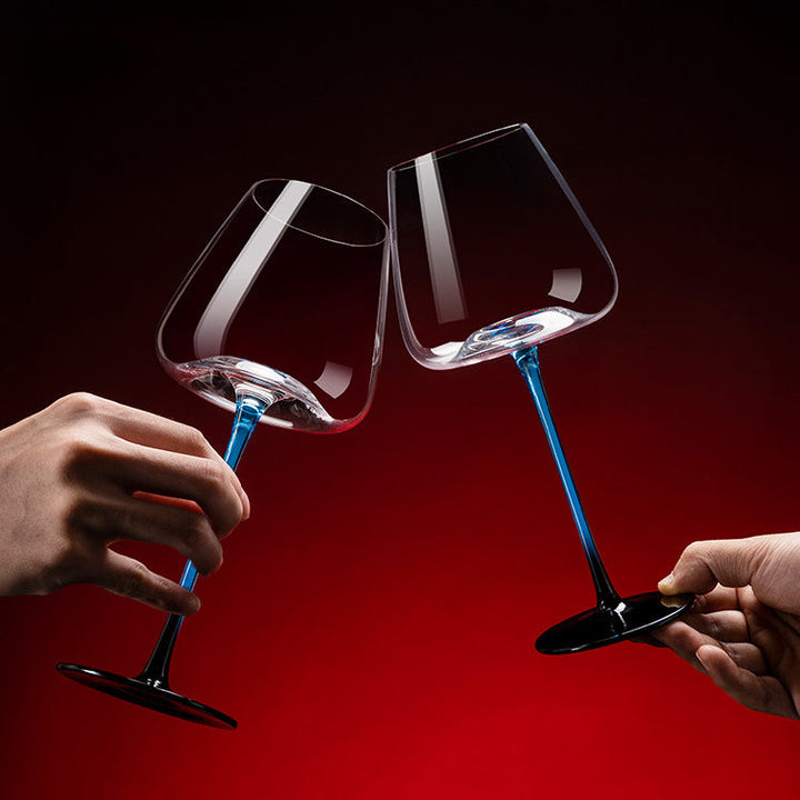 Crystal Glass Blue Stem Burgundy Wine Glass With Blue Mountain Wine Decanter Sets | Stornfield