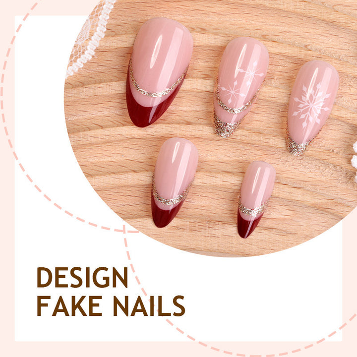 Glamorous artificial nail set with glitter and detailed design Stornfield