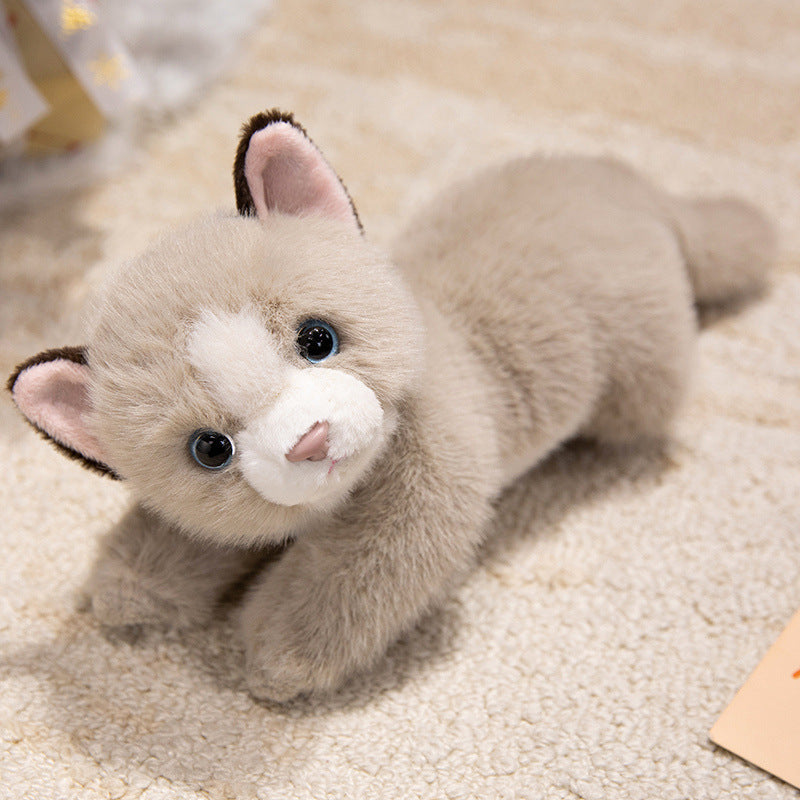 Plush Lying Ferret-Style Cuddle Companion with Ultra-Soft Faux Fur, Weighted Huggable Body & Embroidered Face Stornfield