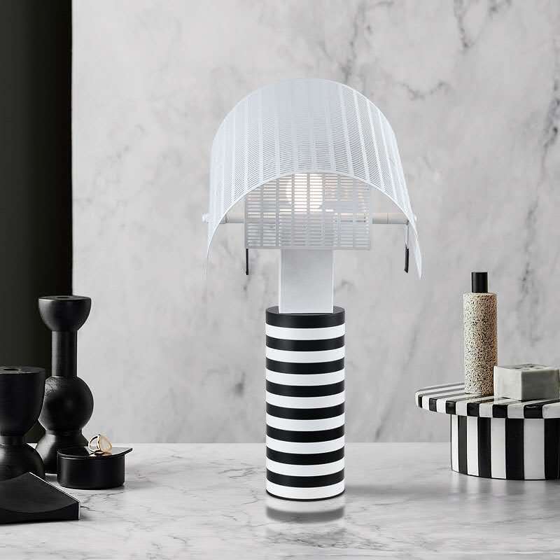 Modern Decorative Table Lamp with Striped Base