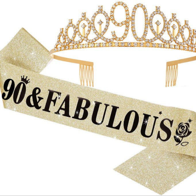 Women's Glittering Birthday Tiara Set with Sash Stornfield