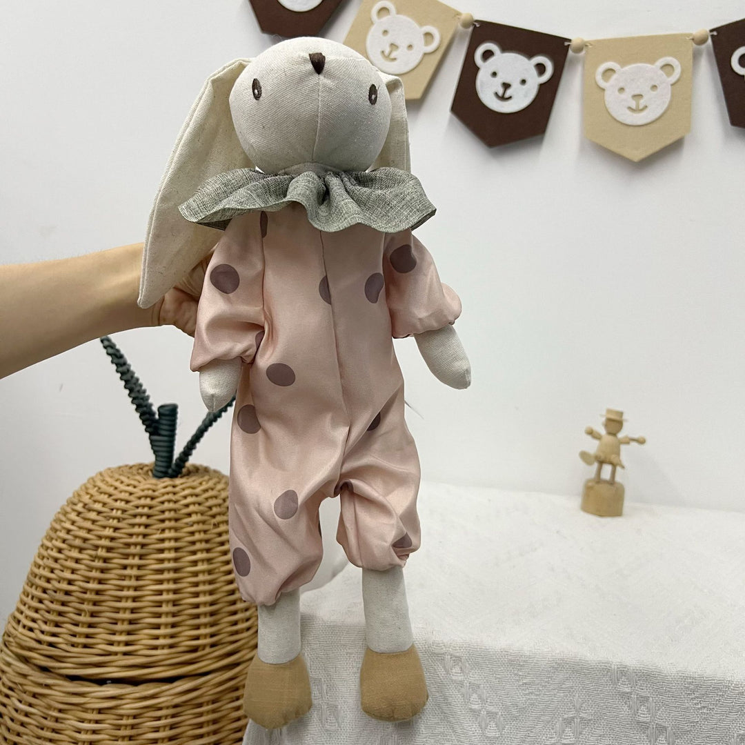 Linen Polka-Dot Floppy-Ear Bunny Doll