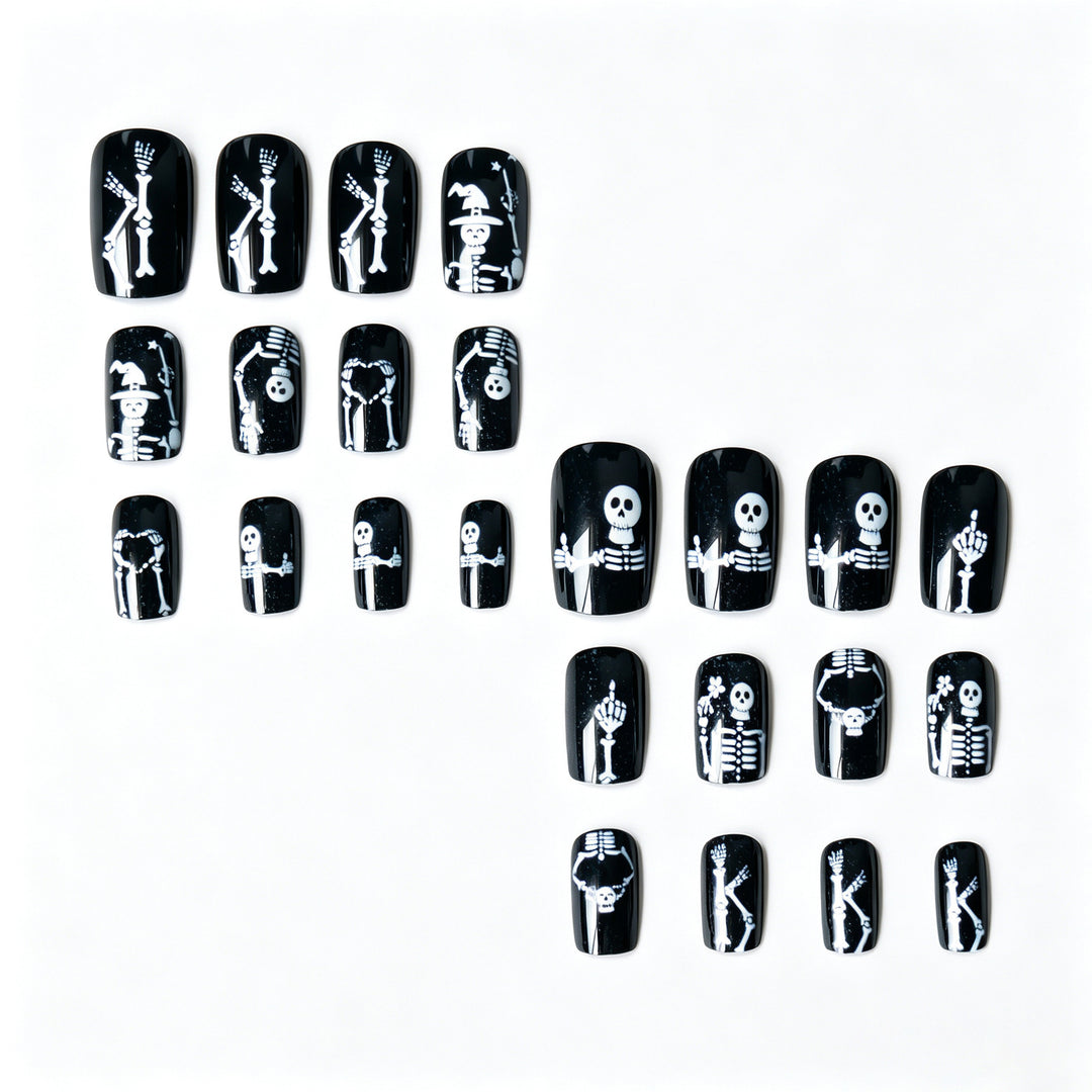 Halloween-Themed Skeleton Nail Art Set