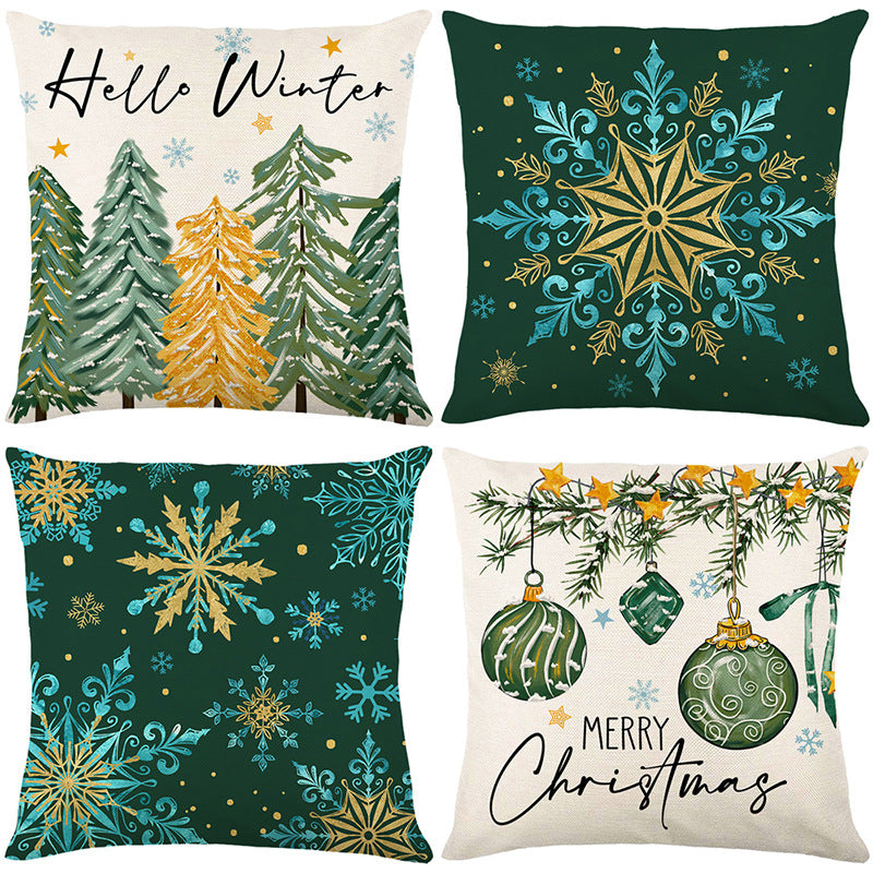 Decorative Snowflake Jacquard Throw Pillow Cover with Metallic Accents