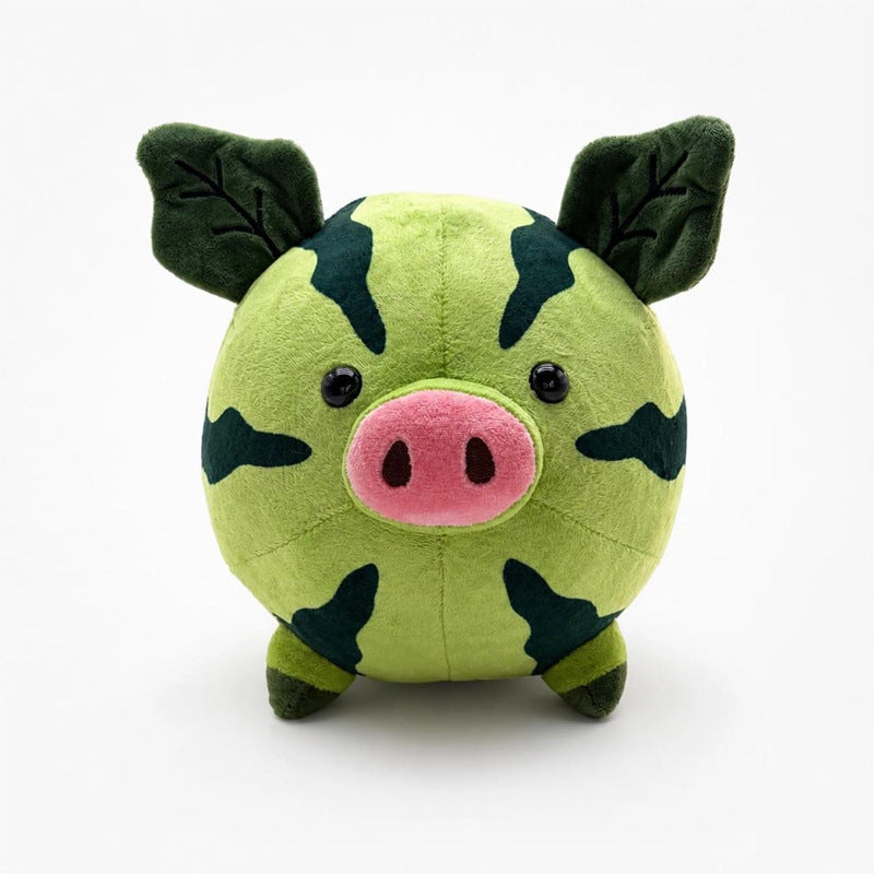 Round Camouflage Pig Plush Collectible Soft Toy with Leaf-Shaped Ears Stornfield