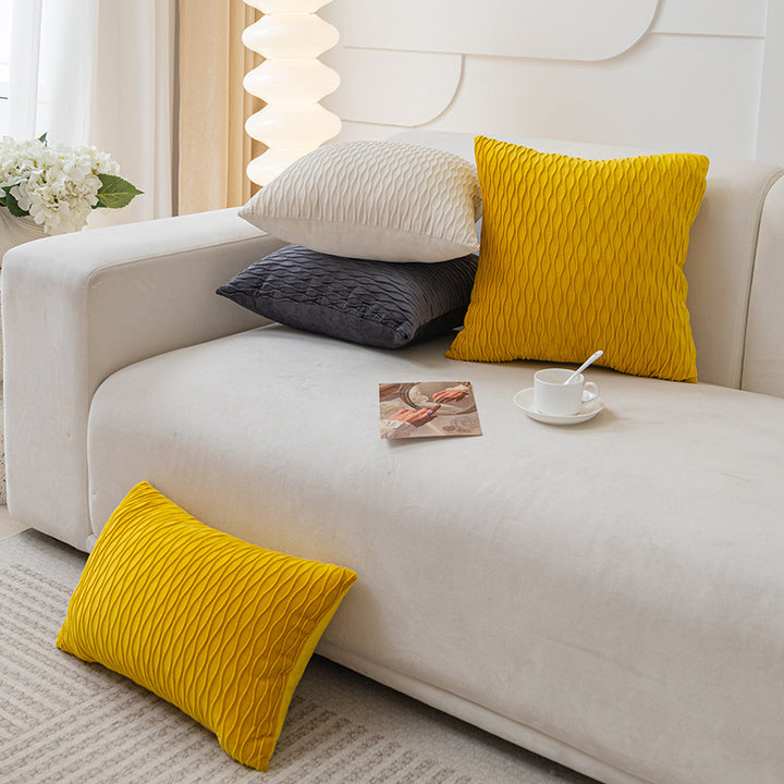 Sculpted Wave-Texture Velvet Square Pillow Cover with Hidden Zipper