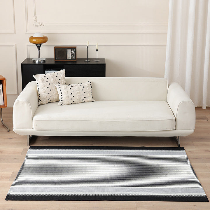 Flat-woven living and dining room rug