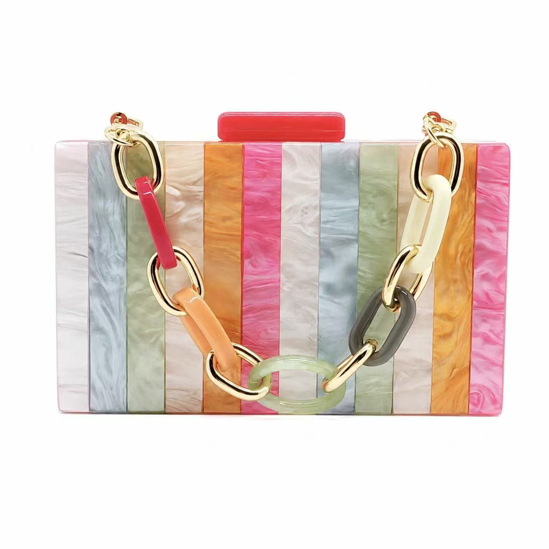 Geometric Multi-Color Acrylic Clutch