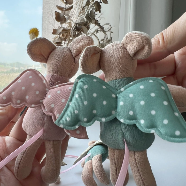 Miniature Linen Mouse Comforter Plush Keyring