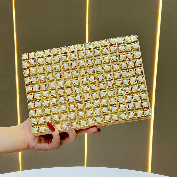 Decorative Crystal-Studded Evening Clutch