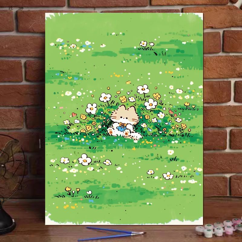 Cute Cat Illustration Canvas Art Print Stornfield