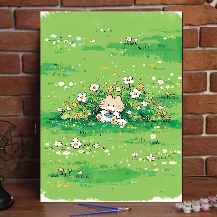 Cute Cat Illustration Canvas Art Print Stornfield