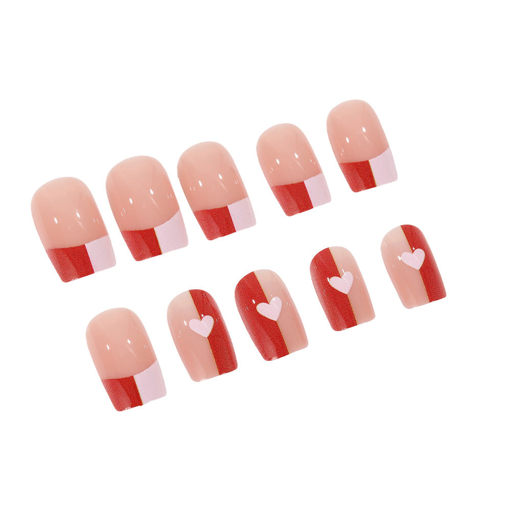 Artificial nails with romantic heart patterns Stornfield