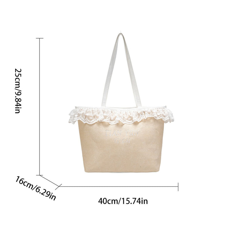 Elegant Lace-Trimmed Canvas Tote Bag Stornfield