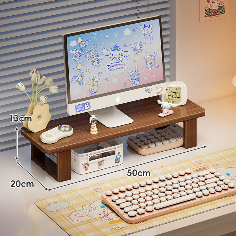 Bamboo Monitor Stand Riser with Under-Shelf Storage Organizer