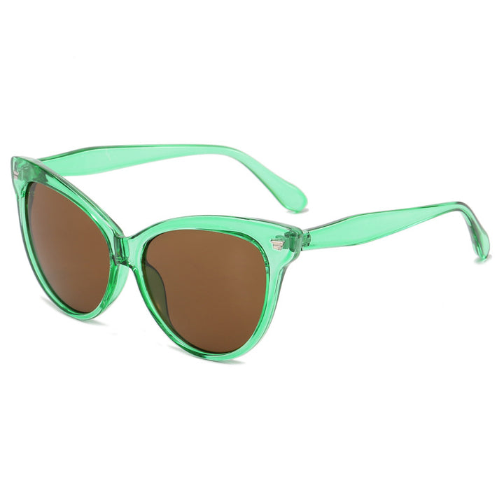 Ladies trendy cat-eye sunglasses with transparent frame and blue lenses Stornfield