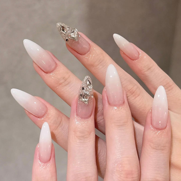 Elegant Stiletto Artificial Nails with Glitter Accents Stornfield