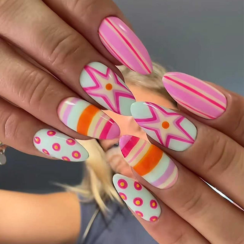 Themed Vibrant Press-On Nail Art Stornfield