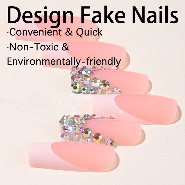 Stylish nail extensions with glitter design Stornfield