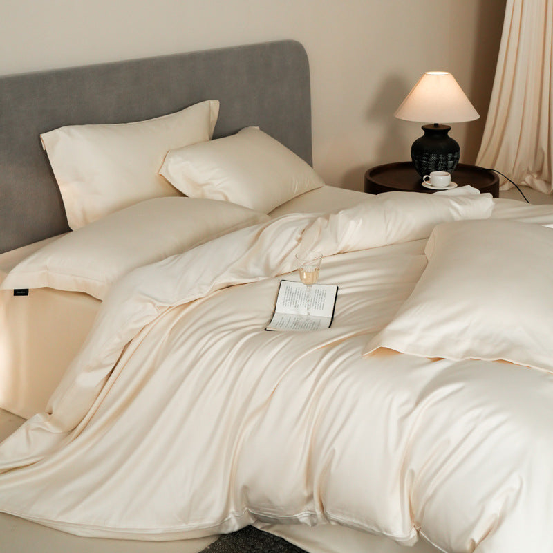Silk-Feel Sateen Duvet Cover Set with Pillowcases and Breathable Wrinkle-Resistant Finish
