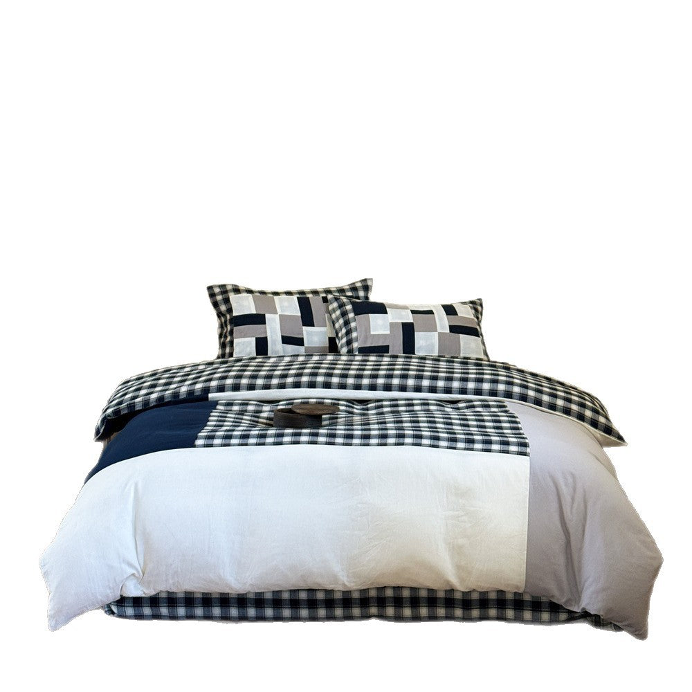 Patchwork bed linen set made of high-quality cotton with Vichy check and reversible function