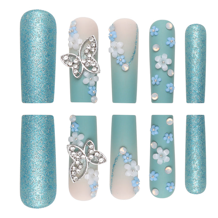 Artistic Butterfly-Embellished Press-On Nail Set Stornfield