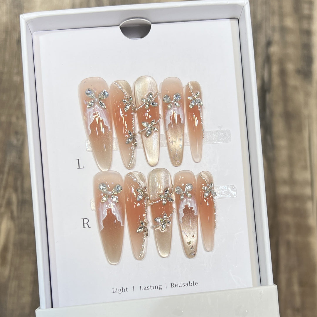 Decorative Rhinestone-Embellished Stiletto Press-On Nail Set Stornfield