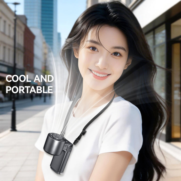 Unisex nan portable rechargeable wearable neck and handheld cooling fan with detachable magnetic dual heads and adjustable tilt Stornfield