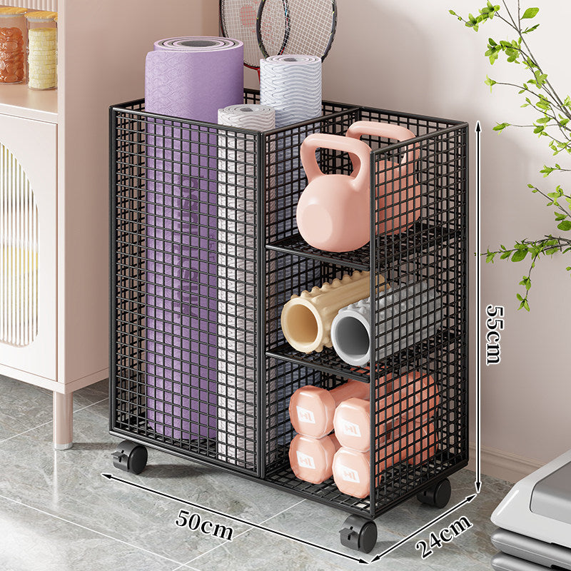 Vertical Rolling Fitness Gear Organizer with Mesh Compartments