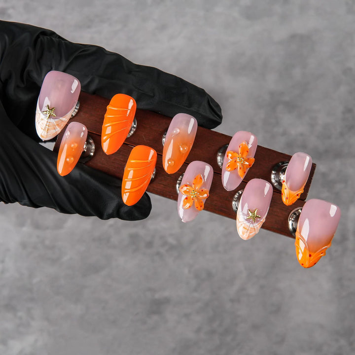 Artistic Floral Pattern Press-On Nails