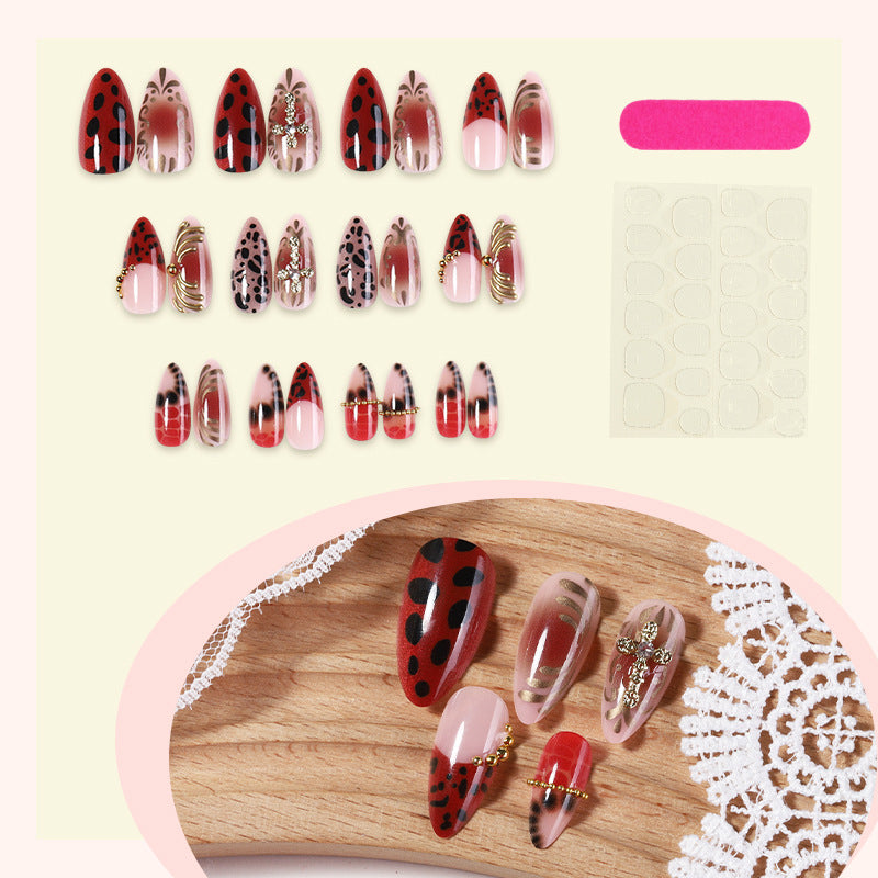 Artistic Stiletto Press-On Nail Set with Ladybug Motif Stornfield