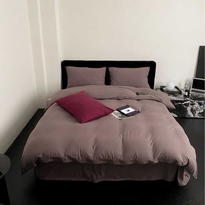 Washed Cotton Duvet Cover Set with Breathable Percale Weave, Deep Corner Ties & Envelope Pillowcases