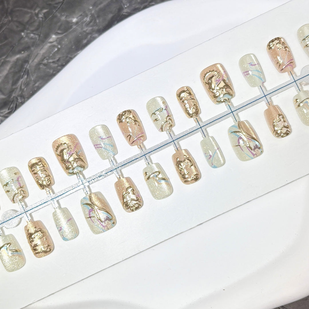 Luxurious Artistic Press-On Nail Design