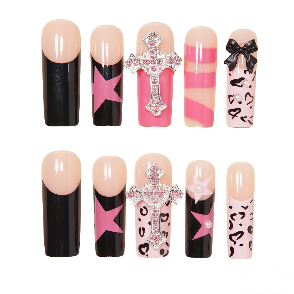 Decorative Cross and Bow Nail Art Stornfield