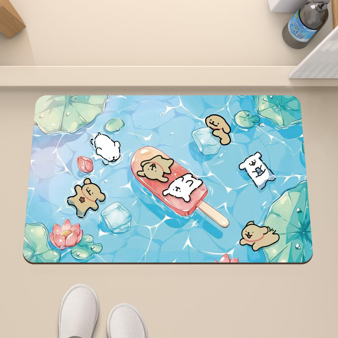Cartoon Underwater-Themed Bath Mat