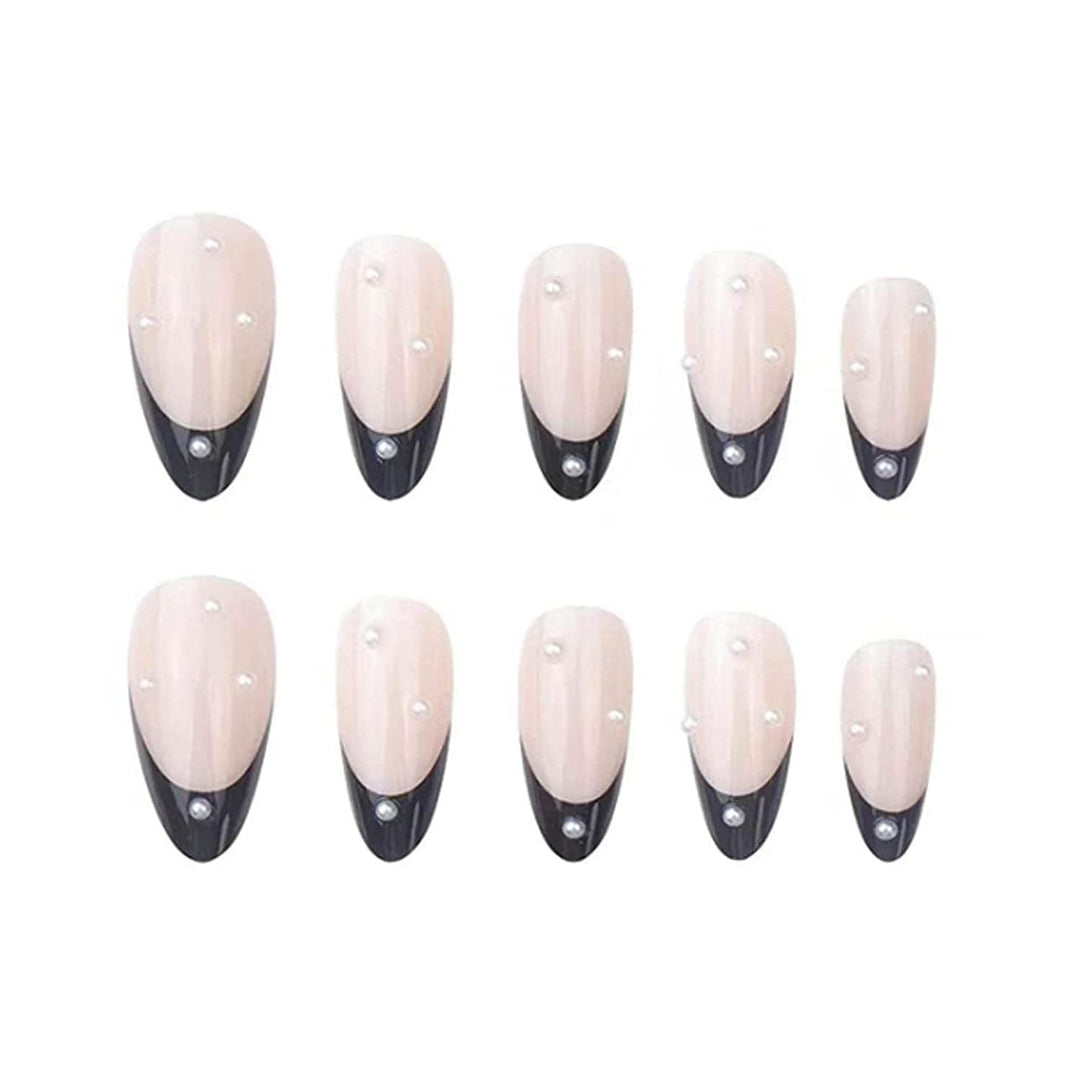 Elegant Stiletto Press-On Nails with Classic French Design Stornfield