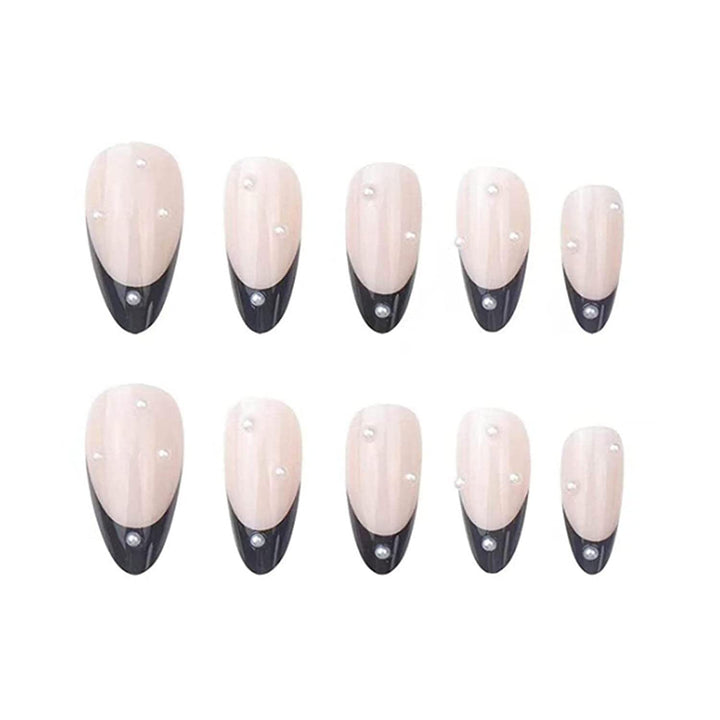 Elegant Stiletto Press-On Nails with Classic French Design Stornfield