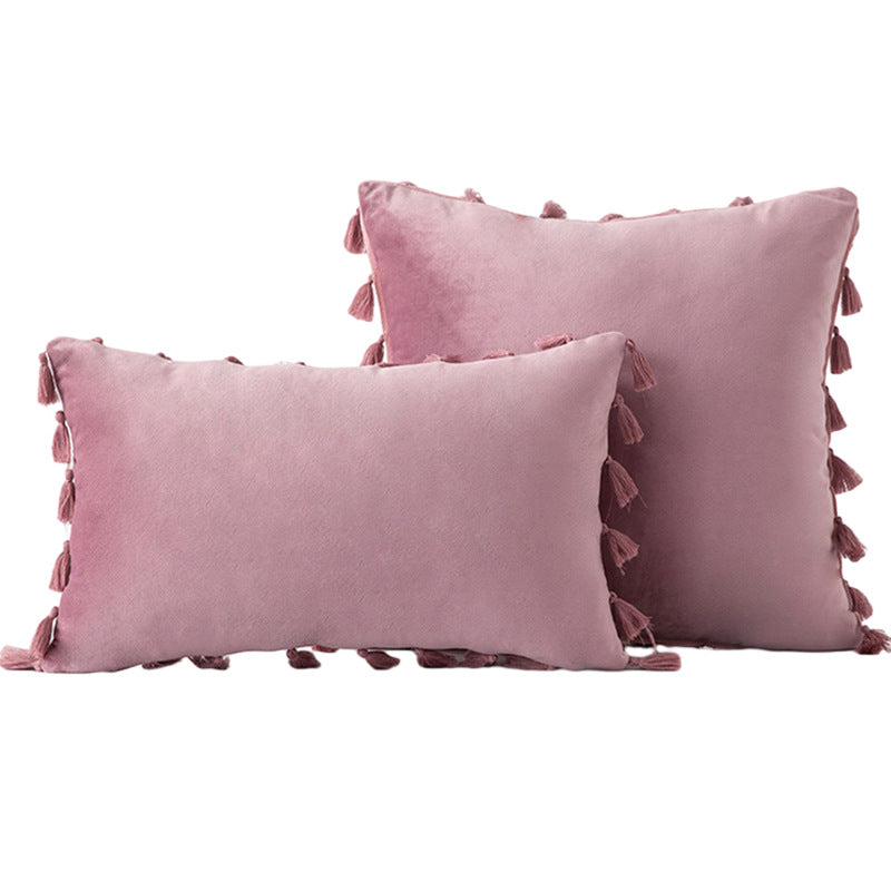 Velvet Tassel-Trim Square and Lumbar Decorative Pillow Set