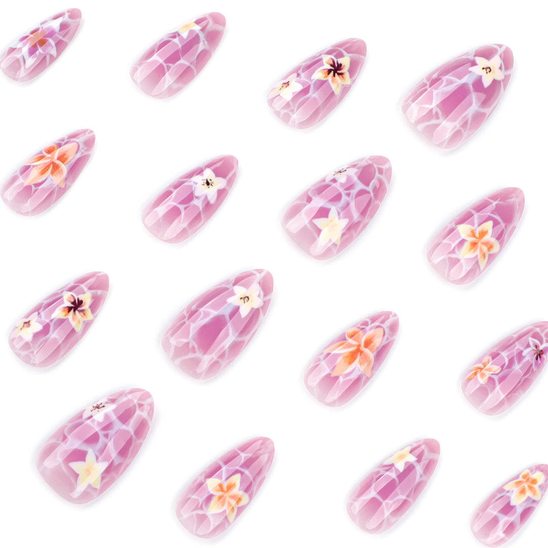 Artistic press-on nails with floral design Stornfield
