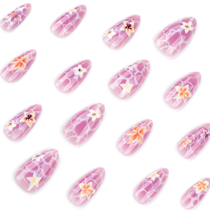 Artistic press-on nails with floral design Stornfield