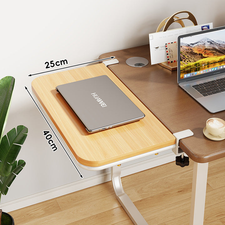 Clamp-On Bamboo Desk Extension Shelf with Adjustable Metal Clamp and Rounded Edge