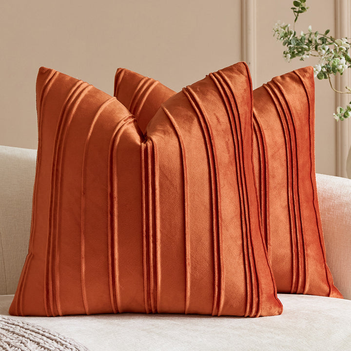 Velvet Pintuck Pleated Square Throw Pillow Cover