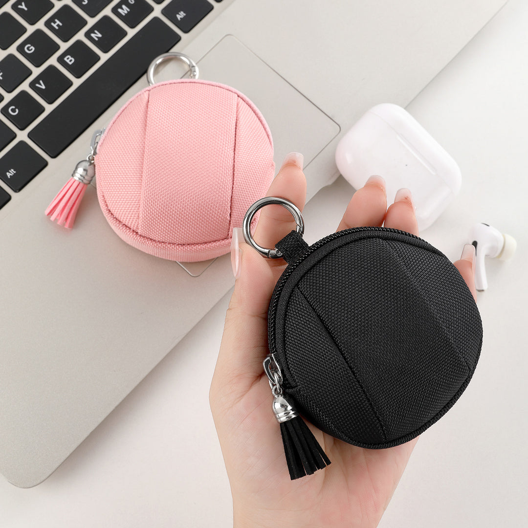 Compact Round Zippered Coin Pouch
