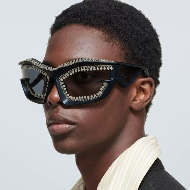 Ladies designer sunglasses in a futuristic look with sparkling rhinestone embellishment Stornfield