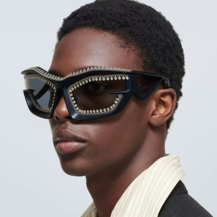 Ladies designer sunglasses in a futuristic look with sparkling rhinestone embellishment Stornfield
