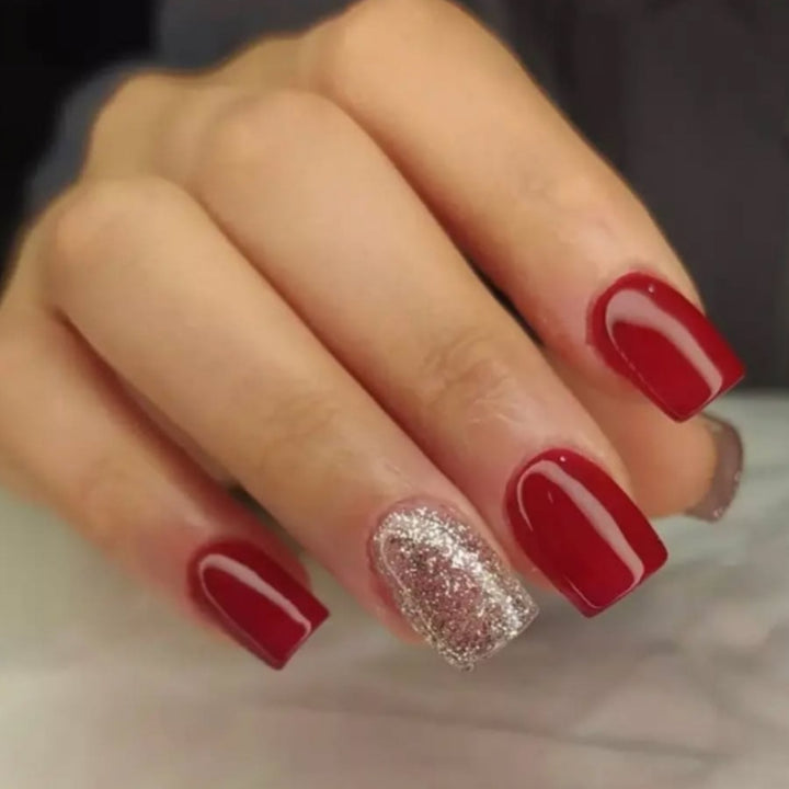 Decorative Press-On Nail Set with Glitter Accents Stornfield