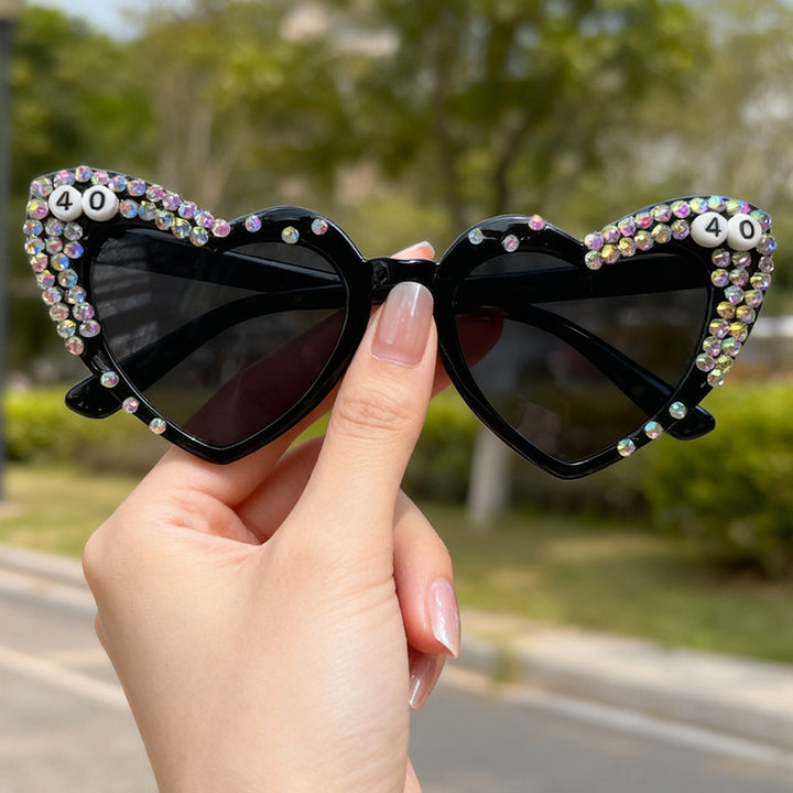 Heart-Shaped Rhinestone-Embellished Sunglasses Stornfield